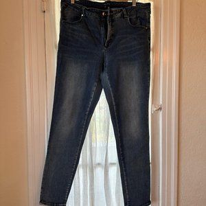 Universal Standard Seine Mid Rise Skinny Jeans 32 Inch Distressed Blue Size 16